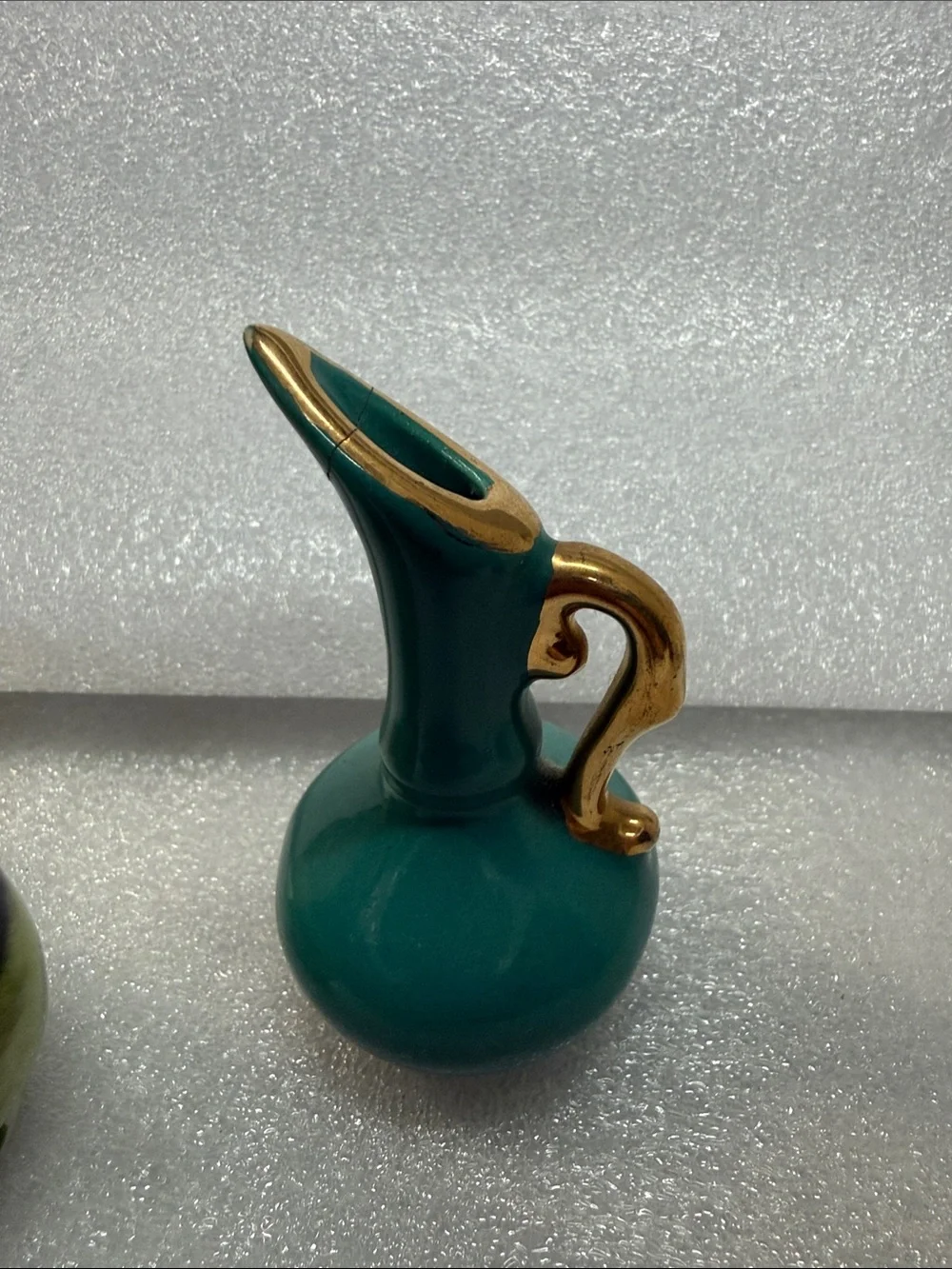 Set of 3 Miniature Porcelain Pitchers Gold Trim Landscape Vase Decor